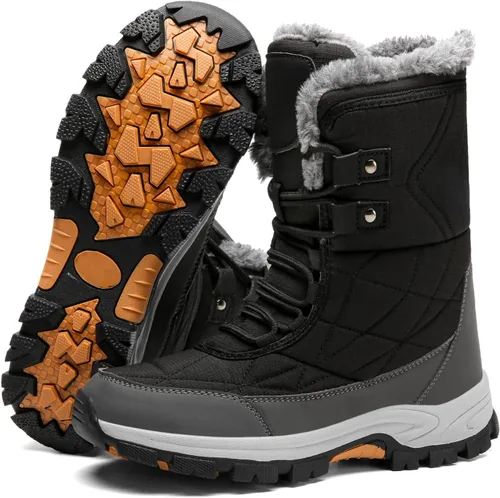 Vista 3 de MIFAWA Botas de nieve para mujer Botas de invierno para mujer con forro de piel impermeables antideslizantes para senderismo al aire libre zapatos