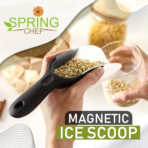 Vista 8 de Spring Chef Cuchara de hielo magnética para congelador, cuchara de palomitas de maíz de plástico flexible sin BPA con mango de agarre suave, cuchara