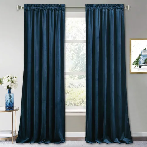 Vista 92 de RYB HOME Cortinas opacas de terciopelo para dormitorio, aislamiento térmico, privacidad, luz solar, bloqueo de calor, cortinas lujosas con bolsillo