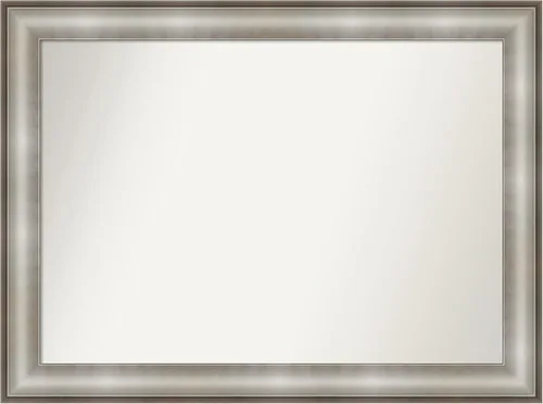 Vista 352 de Amanti Art Espejo de baño plateado para sobre el fregadero, 28 x 37 pulgadas, elegante espejo rectangular de peltre cepillado, marco de madera