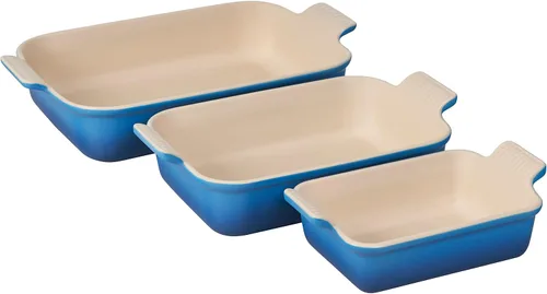 Vista 11 de Le Creuset - Set de 3 platos rectangulares de cerámica Heritage, alcachofa