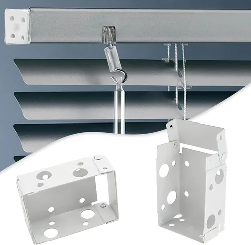 Vista 5 de Waziaqoc 4 soportes para persianas, 2.5 pulgadas, color blanco, de perfil bajo, soportes de montaje para barandillas de ventana, tamaño exterior