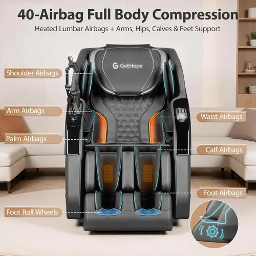 Vista 4 de Sillón reclinable de cuerpo completo de masaje de gravedad cero 4D Plateado