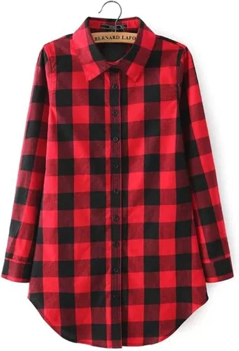 Vista 5 de Women's 2023 Summer Tops Plaid Long Sleeve Collar Neck Casual Button Down Dress Shirt Dress Casual Dresses