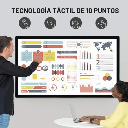 Vista 2 de Monitor interactivo de pantalla táctil de 32 pulgadas, tablero inteligente con pantalla 16:9 1080P, pizarra blanca electrónica Win-10, pantalla