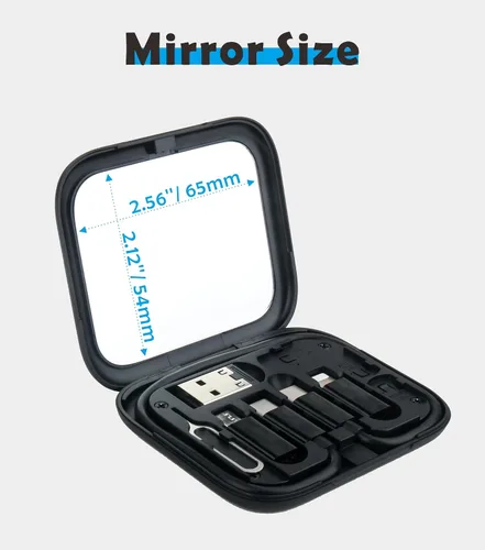 Vista 4 de Tarjeta de carga USB-C: kit de cable adaptador de carga múltiple USB con cable de 11.0 in, adaptadores USB C a A/Micro USB/luz, estuche de espejo