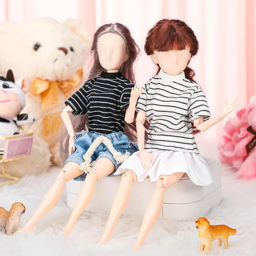 Vista 4 de 8 piezas de ropa de muñeca de Navidad para muñecas de 11.5 pulgadas, accesorios de muñeca, suéteres, pantalones de mezclilla, ropa regular de verano