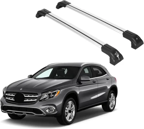 Vista 12 de ERKUL Barras transversales de techo resistentes de 220 libras para Mercedes GLA 2014-2020 Soportes de metal sólido Barras transversales de Negro