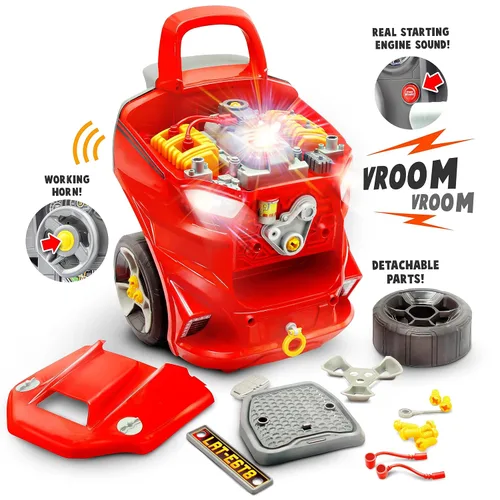 Vista 4 de Lanard: Motor Master Engine Workshop, Tuff Tools - Juego de revisión de motor de luz y sonido, desmonta y reconstruye, para edades de 3 años