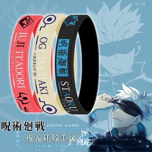 Vista 4 de Yushe - Pulsera de goma luminosa para cosplay 3 unidades diseño de anime Yuji Itadori