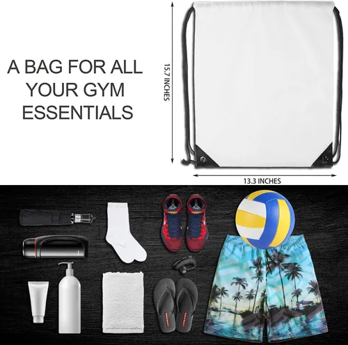 Vista 2 de Mochila con cordón, bolsas con cordón, bolsa deportiva de nailon a granel, Blanco, Deportes