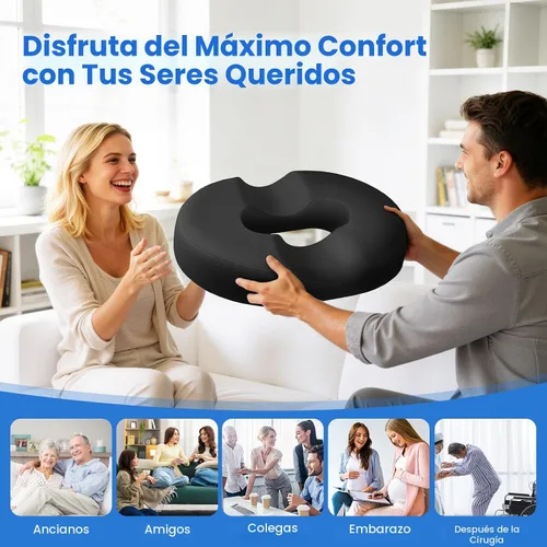 Vista 7 de Almohada de dona para dolor de coxis, hemorroides, cojín de espuma viscoelástica de gel refrescante para silla, para oficina, hogar y silla
