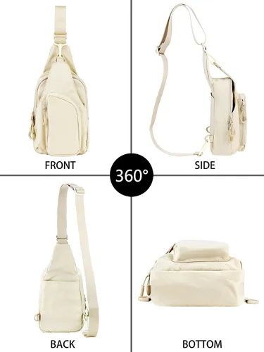 Vista 6 de Niumike Bolso bandolera pequeño con correas ajustables, bolsas cruzadas en el pecho, mochila diaria para mujeres y hombres, viajes al aire libre
