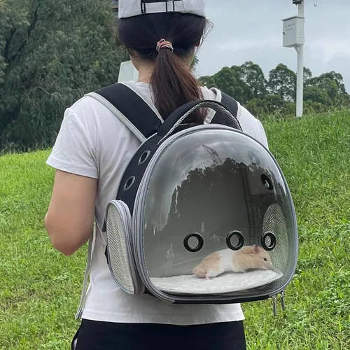 Vista 5 de Mochila Portátil de Viaje para Mascotas Transportín Bolsa para Hámster Conejillo de Indias Pájaro Perro Pequeño Gato Tortuga Transportín Jaula