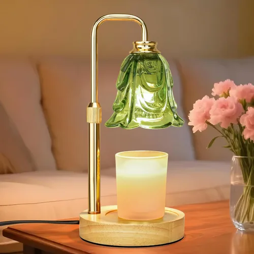 Vista 16 de XJZJY Lámpara calentadora de velas con regulador de temporizador, altura ajustable, calentador de cera de tulipán marrón, regalo de cumpleaños