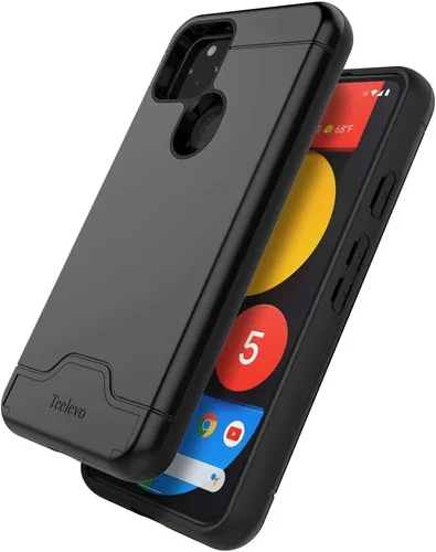 Vista 9 de Funda tipo cartera para Google Pixel 5, funda de doble capa con ranura para tarjeta y soporte para Google Pixel 5 - Negro