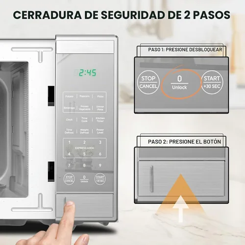 Vista 5 de Total Chef Horno microondas de 0.9 pies cúbicos - Microondas compacto de encimera, pequeño electrodoméstico de cocina de acero inoxidable con toque