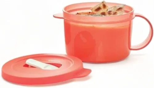 Vista 2 de Tupperware CrystalWave - Taza de sopa para microondas, color rosa coral, capacidad de 16 onzas