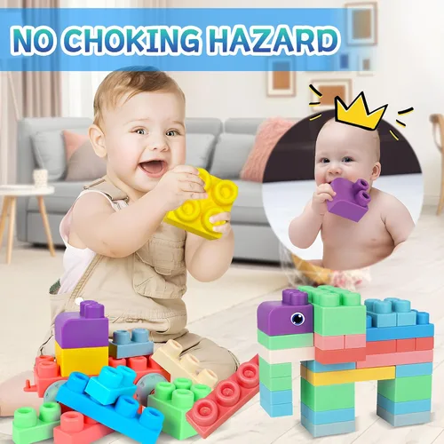 Vista 7 de Pelotas sensoriales para bebés, juguetes sensoriales para bebés de 6 a 12 meses para niños pequeños de 1 a 3 años y bloques de goma suave para bebés
