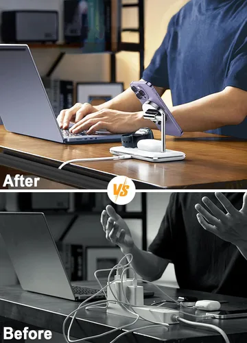 Vista 8 de Organizador de cables para debajo del escritorio, canal en J, paquete de 6 organizadores de cables adhesivos 6-pack adhesive J channel organizes
