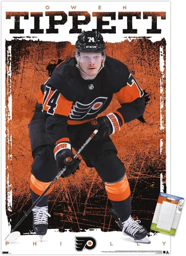Vista 10 de Trends International NHL Philadelphia Flyers - Póster de pared Owen Tippett 23, 22.4 pulgadas de largo x 14.7 W, versión enmarcada en madera