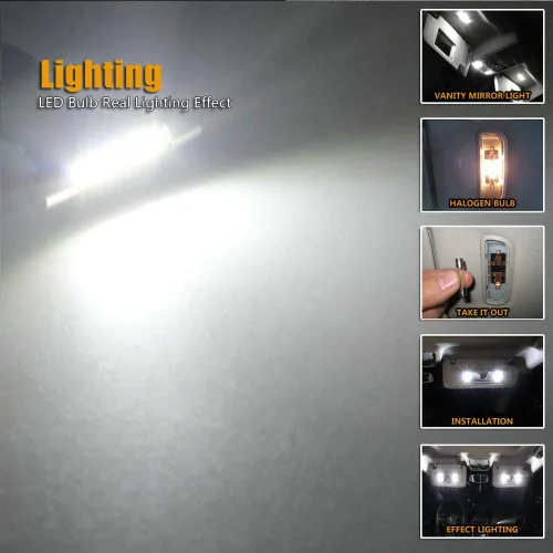 Vista 5 de Luz LED para espejo de vanidad y visera del sol, tipo fusible, 6000K, blanca, bombilla festón de 28mm para 12V, número de stock 6615F 6612F T-2