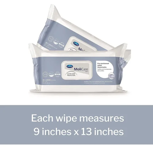 Vista 6 de MoliCare Skin - Toallitas personales prehumedecidas para adultos, protección activa de la piel con aloe y lanolina, hipoalergénicas, sin alcohol, 9
