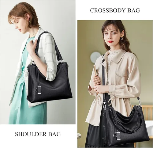 Vista 4 de Over Earth Bolsos de cuero suave para mujer, bolso de hombro tipo hobo grande