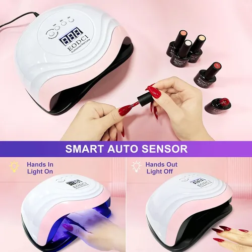 Vista 3 de eodci Lámpara de uñas LED UV de 168 W, luz UV para secador de uñas de gel, lámpara de curado de esmalte de uñas, sensor automático, luz profesional