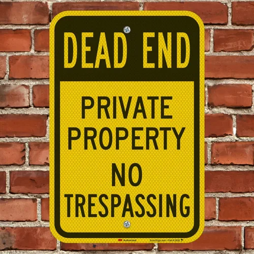 Vista 4 de SmartSign Letrero de "Callejón sin salida - Propiedad privada, No Trespassing" Aluminio reflectante de grado de diamante fluorescente 3M de 12 x