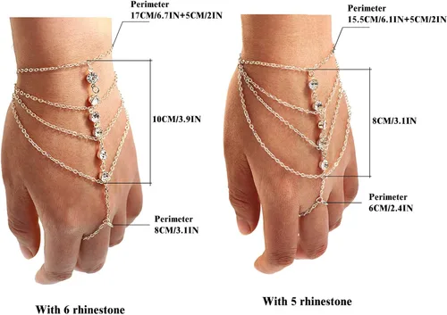 Vista 5 de Suyi - Pulsera con anillo cadena y diamantes de imitación para mujeres y chicas