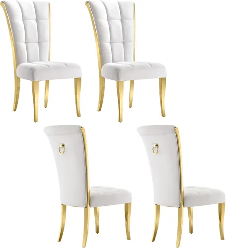 Vista 18 de ACEDÉCOR Sillas de comedor modernas de terciopelo negro y dorado, juego