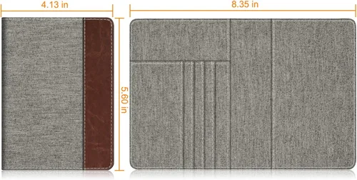 Vista 5 de Fintie - Funda para tarjetas y pasaporte, de piel sintética, bloqueo RFID, cartera de viajes (mezclilla gris)
