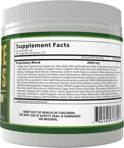 Vista 8 de Daily Health, Ultimate Greens con MSM en polvo, ingredientes naturales veganos sin gluten, soja, sin OMG, superalimento, bebida nutricional vegetal