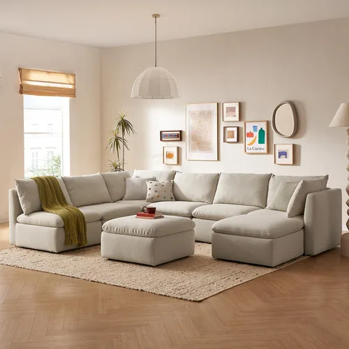 Vista 43 de mopio Sofá Seccional Modular de Gran Tamaño con Fundas Completamente Extraíbles y Almacenamiento, Convertible en Forma de U, en Forma de L