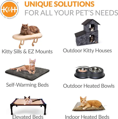 Vista 7 de K&H Pet Products Cama térmica para gatos grandes en interiores, tienda de campaña Thermo-Pet Nest 2 en 1 con calefacción para cueva y cama cálida