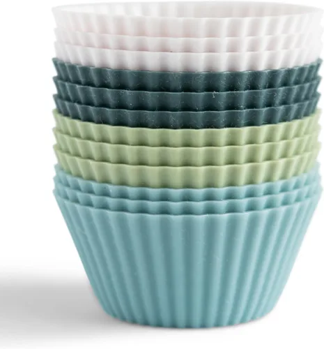 Vista 9 de The Silicone Kitchen JUMBO - Vaso reutilizable de silicona para hornear, no tóxico, sin BPA, apto para lavavajillas, Jumbo, paquete de 12, blanco