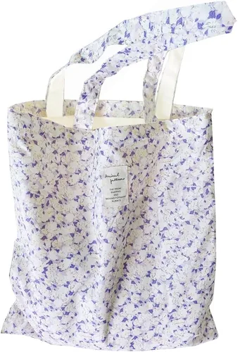 Vista 47 de Floral Canvas Tote Bag Double-Sided Printed Cloth Cotton Tote Floral Shoulder Bags for Beach Travel Shopping Grocery