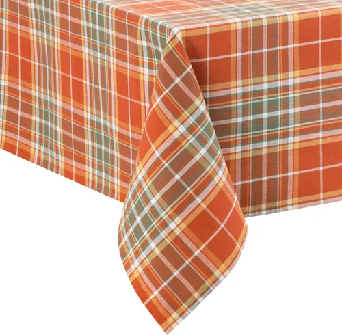 Vista 7 de Elrene Home Fashions Hawley - Mantel redondo de algodón a cuadros para otoño, cosecha/Acción de Gracias, 70 x 70 pulgadas
