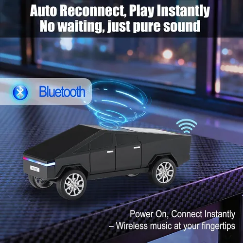 Vista 4 de Altavoz de reproducción Bluetooth futurista con pantalla LED, audio portátil de estilo futuro con enlace TWS, radio FM, iluminación LED y micrófono
