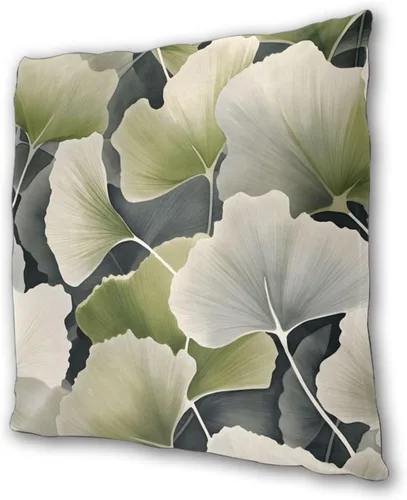 Vista 5 de Fundas de almohada de hojas de ginkgo verdes, decoración para sala de estar, funda de almohada para decoración de sofá, 16 x 16 pulgadas, 2