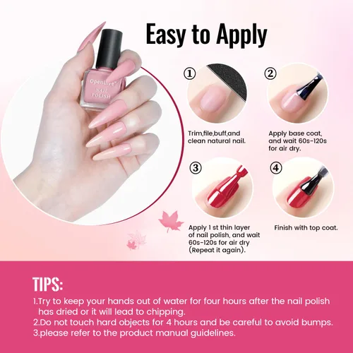 Vista 7 de OpenLive - Juego de 12 esmaltes de uñas con 10 combinaciones de colores, 2 esmaltes base y de capa superior, esmalte de uñas de secado rápido