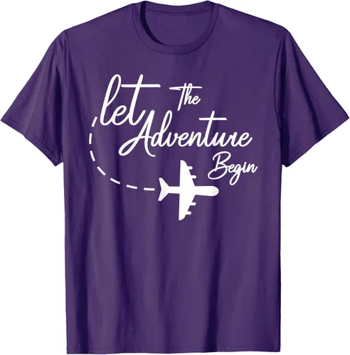 Vista 92 de Let The Adventure Begin - Camiseta inspiradora en modo de viaje en avión, Negro, S