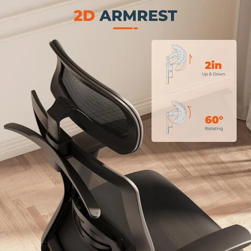 Vista 7 de ErgoChair Pro - Silla ergonómica de oficina con respaldo alto, con soporte lumbar, base resistente, reposacabezas, respaldo bloqueable, cómodo cojín