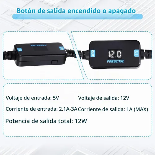 Vista 6 de FARSENSE Adaptador USB A a enchufe de cigarrillos de 12V - Cable convertidor de enchufe de encendedor de cigarrillos de coche de 5V DC USB C a 12V