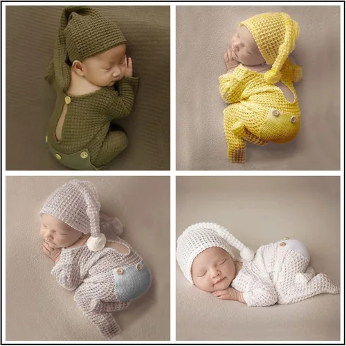 Vista 5 de Conjunto de accesorios de fotografía para recién nacidos lindo sombrero con pies para bebé niño niña accesorio para sesión de fotos
