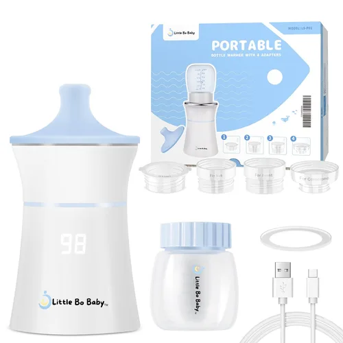 Vista 7 de Little Bo Baby - Juego de calentador de biberones portátil, calentador portátil con biberón y adaptador, calentador de botellas de viaje para leche
