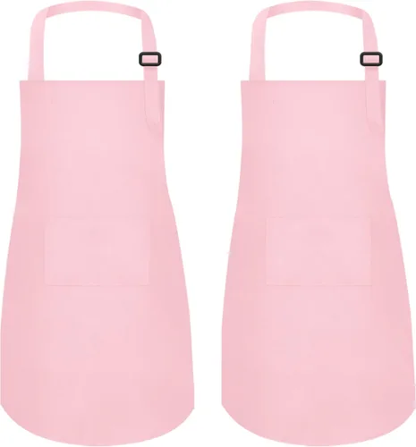 Vista 10 de 2 piezas de delantales para niños, delantales para artistas con bolsillos ajustables, delantales de chef para cocina, pintura de respaldo infantil