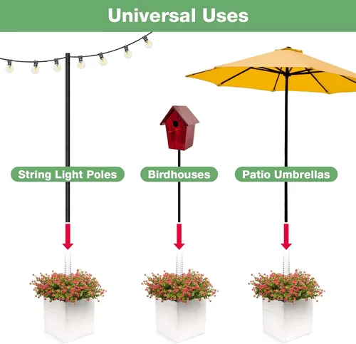Vista 5 de Maceta decorativa de madera extragrande con soporte universal para postes de luz, paraguas, comederos de pájaros, caja de madera maciza para jardín