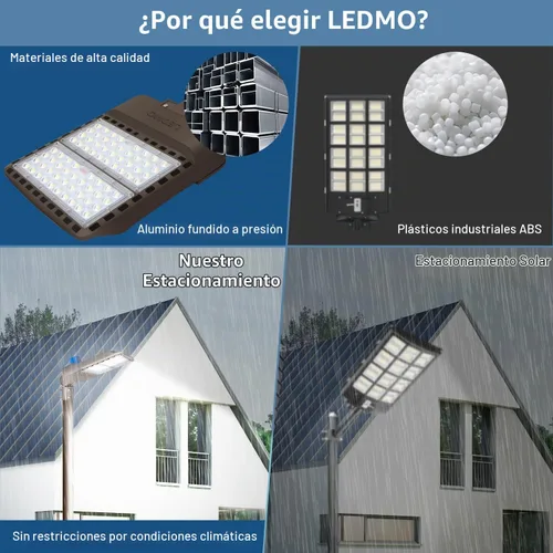Vista 2 de ledmo Luces LED para Estacionamiento de 200W, 5000K, Luces de Poste Tipo Caja para Calles, Impermeables, 26000LM, Súper Brillantes, de Anochecer a